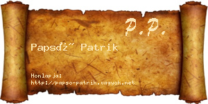 Papsó Patrik névjegykártya